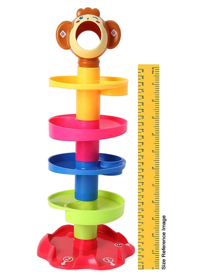 MABLE Ball Drop & Swirling Tower Toy for Babies & Toddlers | 5-Layer Stacking Tower with 3 Rattle Balls | Educational Toy for Motor Skills & Hand-Eye Coordination | Multicolor - Image 3